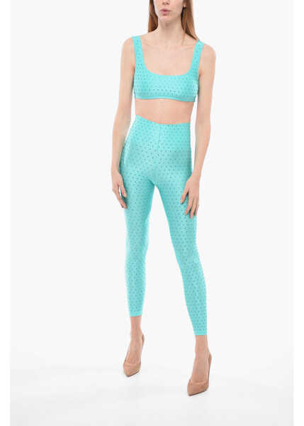 Bluze THE ANDAMANE Solid Color Hollywood Crop Top With Rhinestone Embellishment Light Blue Femei (BM 14369655) 4