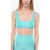 THE ANDAMANE Solid Color Hollywood Crop Top With Rhinestone Embellishment Light Blue