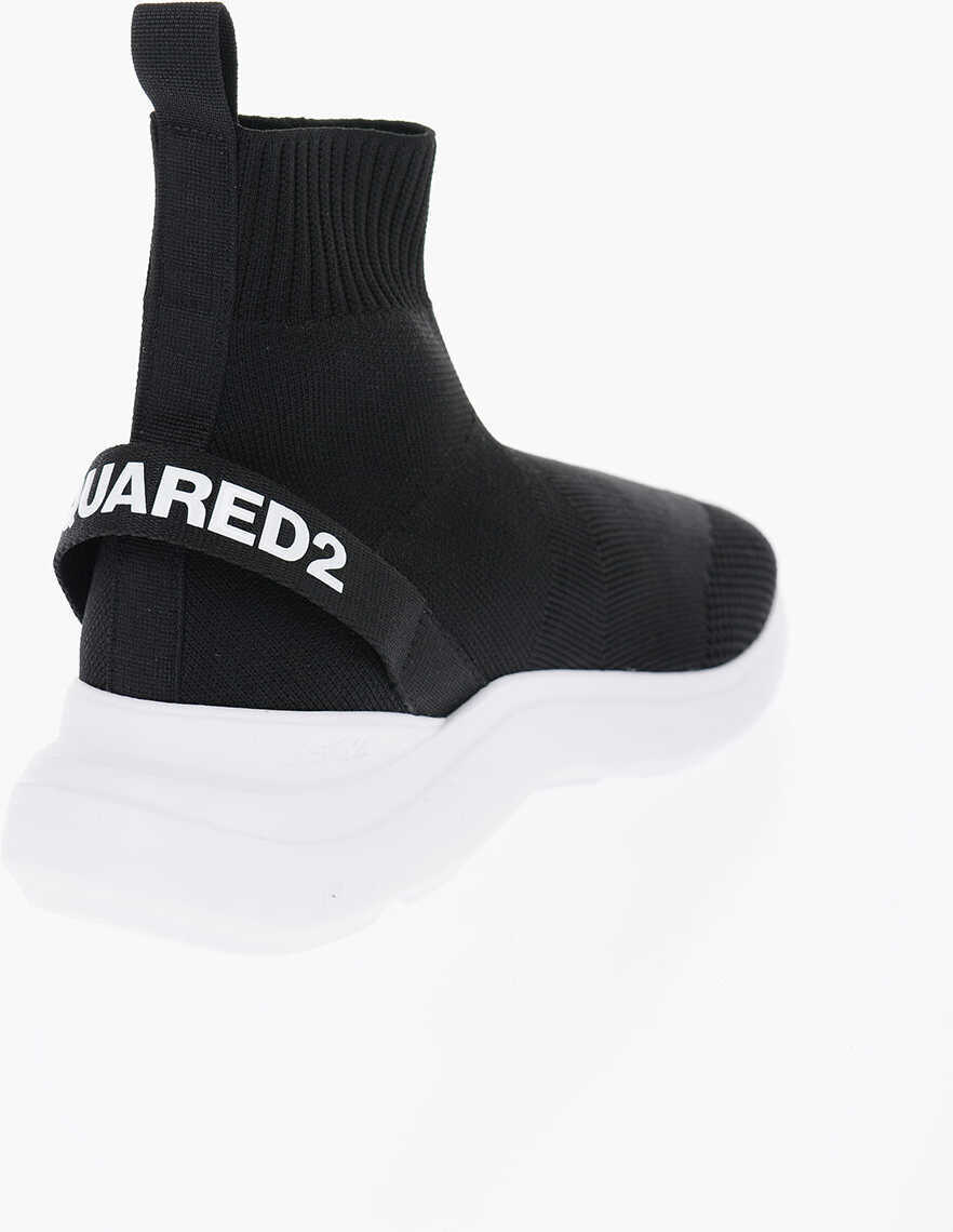 Sneakers DSQUARED2 Pull On Socks Fly High Top Sneakers With Embossed Logo Black Femei (BM 14378808) 2