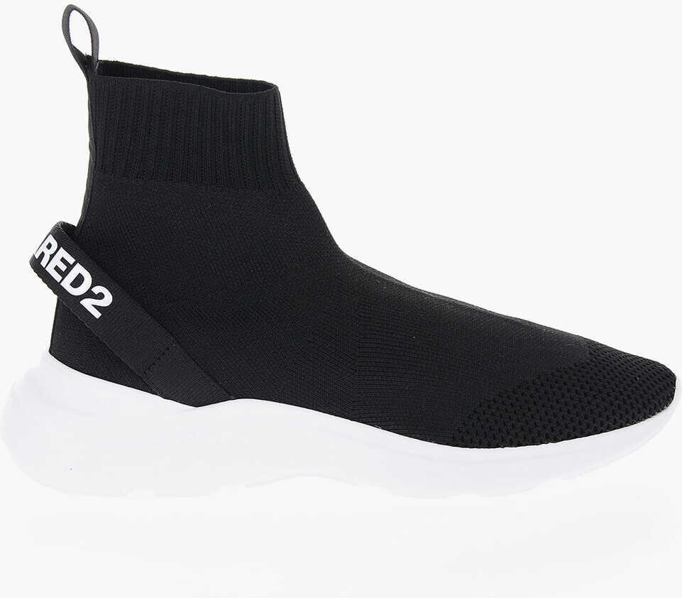 Sneakers DSQUARED2 Pull On Socks Fly High Top Sneakers With Embossed Logo Black Femei (BM 14378808) 3