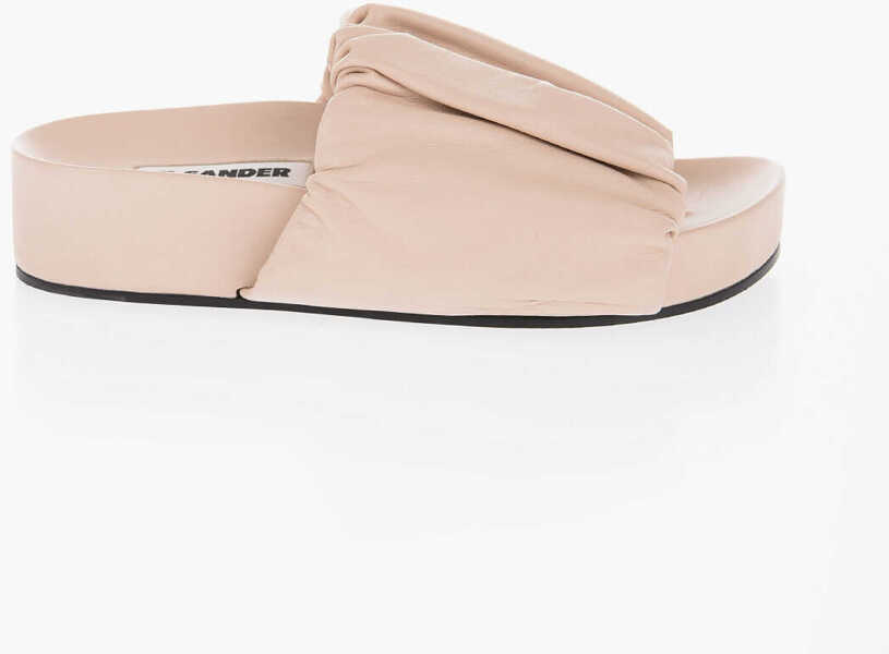 Papuci Jil Sander Ruched Leather Slides Pink Femei (BM 14378895) 3
