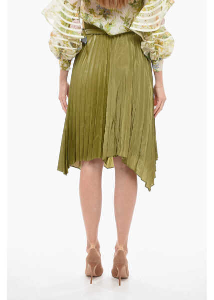 Fuste lungi ANDERSSON BELL Faux Leather Pleated Skirt With Silver-Tone Buckle Green Femei (BM 14379924) 2