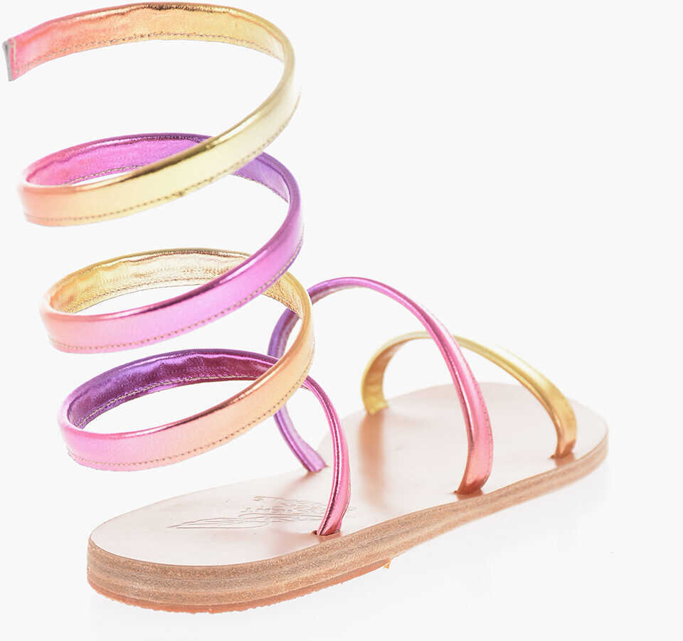 Sandale fara toc ANCIENT GREEK SANDALS Laminated Effect Leather Gladiator Sandals Multicolor Femei (BM 14379957) 2