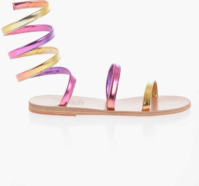 Sandale fara toc ANCIENT GREEK SANDALS Laminated Effect Leather Gladiator Sandals Multicolor Femei (BM 14379957) 3