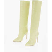 Cizme lungi Crocodile Effect Leather Boots With Stiletto Heel 11Cm Femei