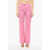 JULFER Palazzo Wool Pants With Frayed Details Pink