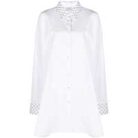 Camasi White Maxi Shirt With Pearls Decoration In Cotton Woman Femei