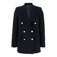 Sacouri Blue Double-Breasted Jacket With Golden Buttons In Cady Woman Femei