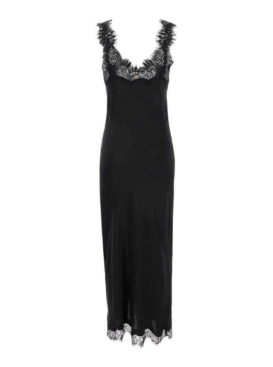 Rochii GOLD HAWK Miley Long Black Dress With Tonal Lace Trim In Silk Woman Black Femei (BM 14398605) 2