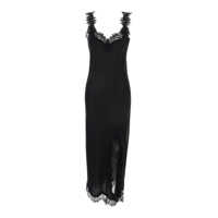 Rochii 'Miley' Long Black Dress With Tonal Lace Trim In Silk Woman Femei