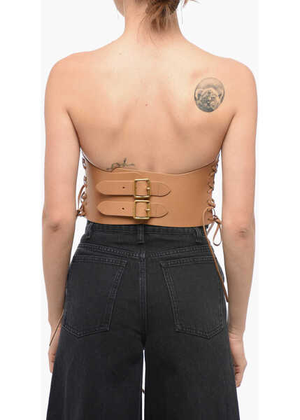 Curele Dior Lace-Up Leather Corset Belt With Double Golden Buckle 260Mm Brown Femei (BM 14412669) 2