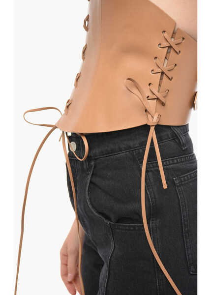 Curele Dior Lace-Up Leather Corset Belt With Double Golden Buckle 260Mm Brown Femei (BM 14412669) 3