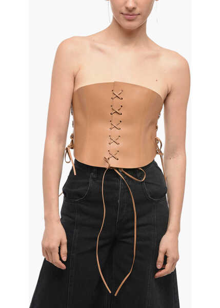 Curele Dior Lace-Up Leather Corset Belt With Double Golden Buckle 260Mm Brown Femei (BM 14412669) 1