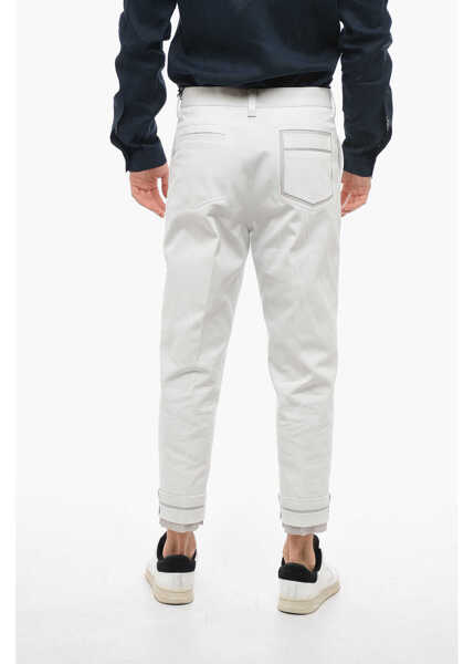 Pantaloni casual Dior Canvas Cropped Pants With Cuffs White Barbati (BM 14444757) 2