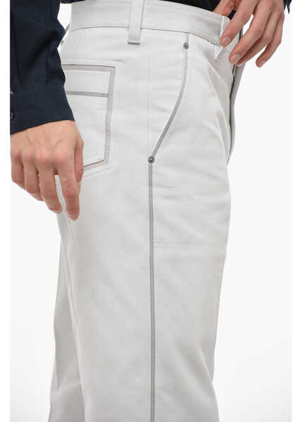 Pantaloni casual Dior Canvas Cropped Pants With Cuffs White Barbati (BM 14444757) 3
