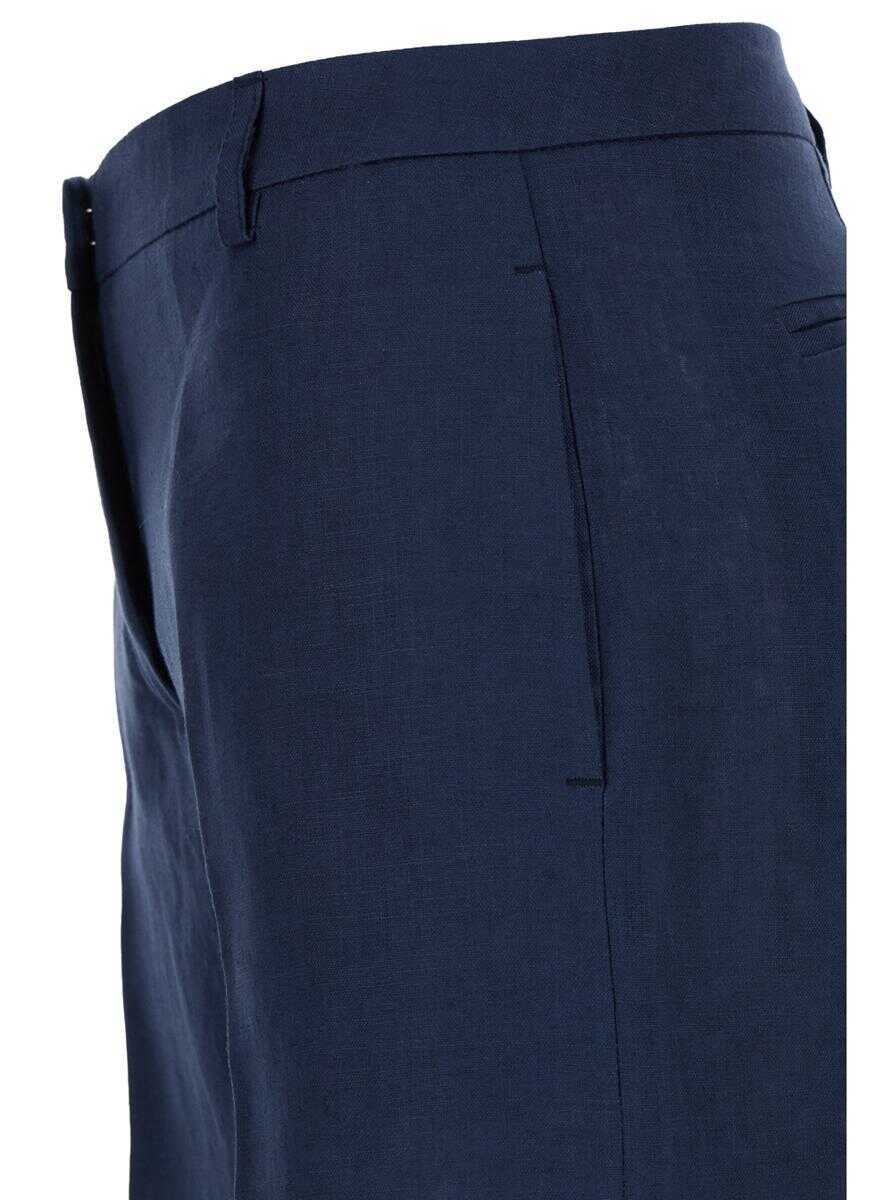 Pantaloni casual PLAIN Blue Wide Leg Pants In Techno Fabric Woman BLUE Femei (BM 14459877) 2