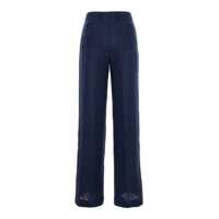 Pantaloni casual Blue Wide Leg Pants In Techno Fabric Woman Femei