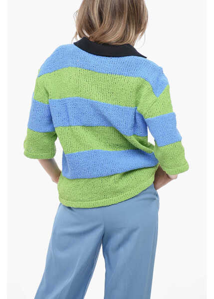 Pulovere SUNNEI Two-Tone Crochet Sweater With Polo Neck Blue Femei (BM 14494730) 2