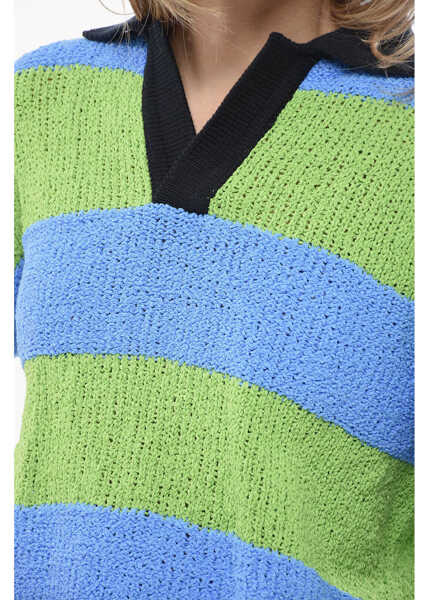 Pulovere SUNNEI Two-Tone Crochet Sweater With Polo Neck Blue Femei (BM 14494730) 3