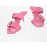 Sandale cu toc Leather Sandals With Buckle Heel 7 Cm Femei