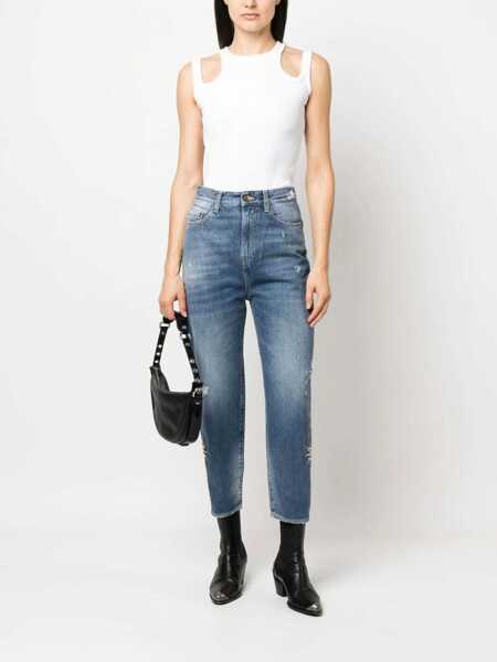 Blugi drepti WASHINGTON DEE CEE Studded And Jewels Glory Tappared Fit Jeans 16Cm Blue Femei (BM 14502950) 2