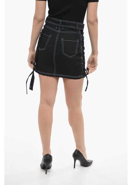 Fuste scurte JULFER Twill Mini Skirt With Lace-Up Details Black Femei (BM 14503025) 2