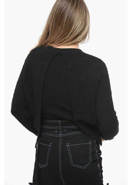 Pulovere Bottega Veneta Tweed Viscose Blend Bare Back Sweater Black Femei (BM 14503085) 2