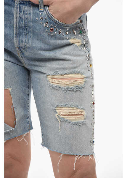 Pantaloni scurti WASHINGTON DEE CEE Distressed Shorts With Studs Blue Femei (BM 14503328) 3
