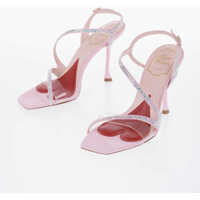 Sandale cu toc Suede Sandals With Rhinestones 10 Cm Femei
