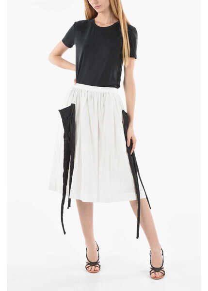 Fuste lungi JORDANLUCA Contrasting Details Flared Skirt White Femei (BM 14534033) 4