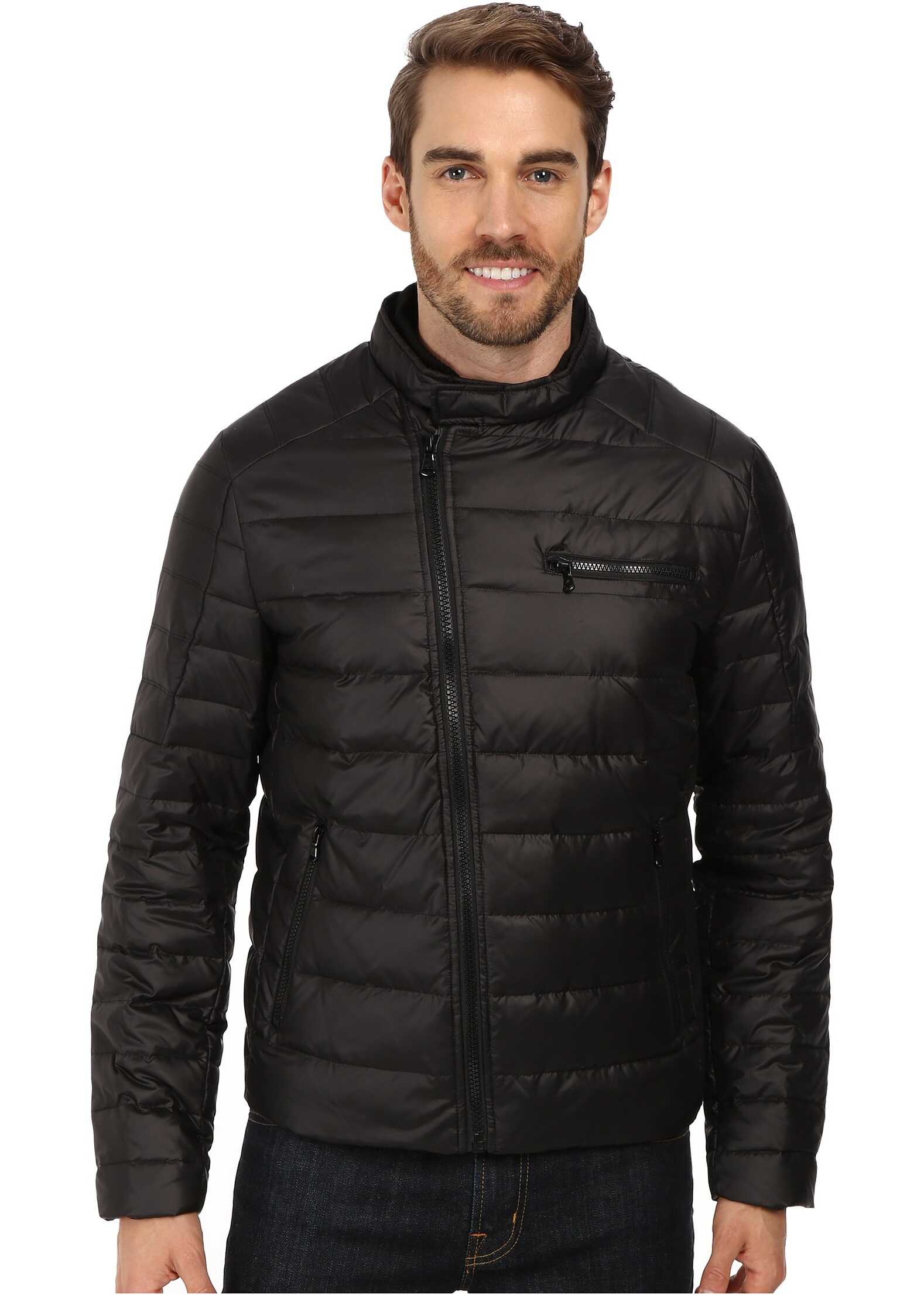 Geaca Kenneth Cole New York Down Flap Zip Front Jacket Black