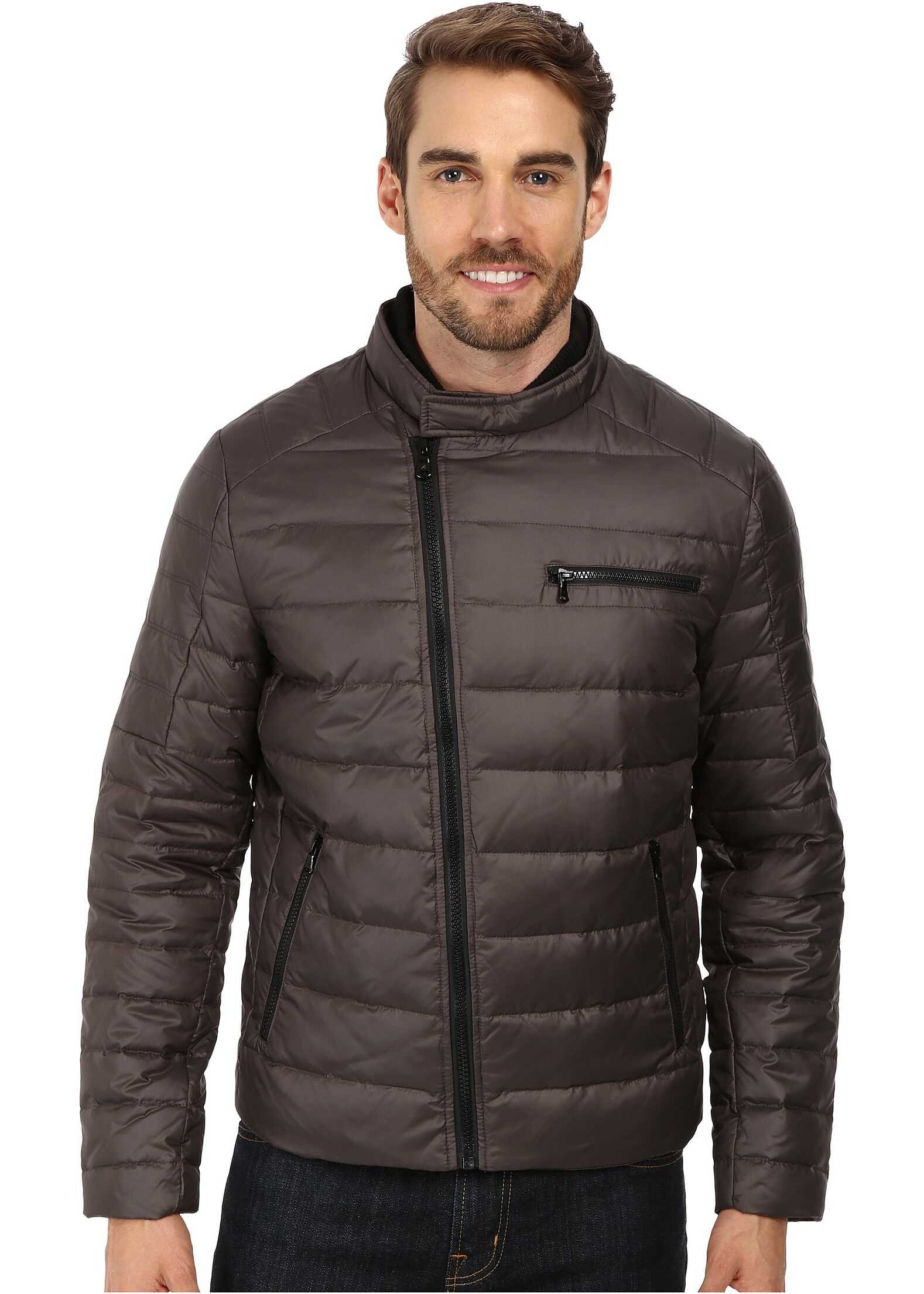 Geaca Kenneth Cole New York Down Flap Zip Front Jacket Dark Tin