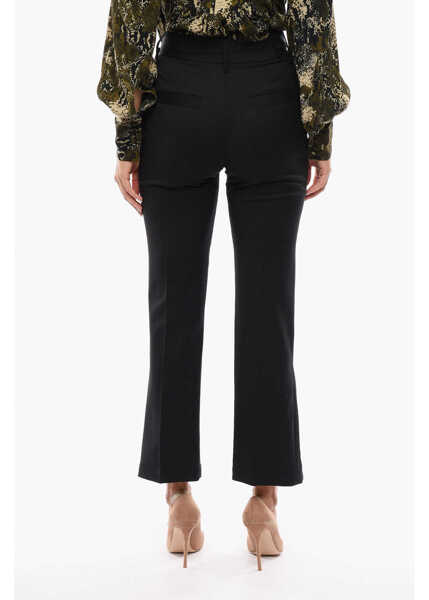 Pantaloni office EUDON CHOI Virgin Wool Pants With Ankle Slit And Belt Black Femei (BM 14542955) 2