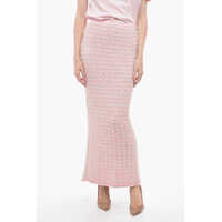 Fuste lungi Buttoned Back To Front Wool Blend Tweed Pencil Skirt Femei