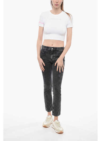 Tricouri ADRIANA HOT COUTURE Rhinestone Logo Crew-Neck T-Shirt White Femei (BM 14557937) 4