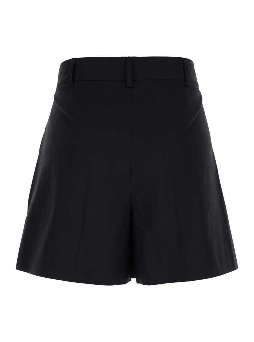 Pantaloni casual PLAIN Black Shorts With Belt Loops In Cotton Woman Black Femei (BM 14560238) 2
