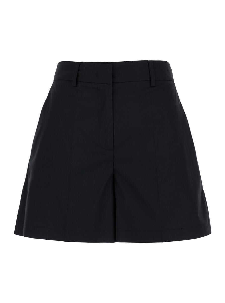 Pantaloni casual PLAIN Black Shorts With Belt Loops In Cotton Woman Black Femei (BM 14560238) 1