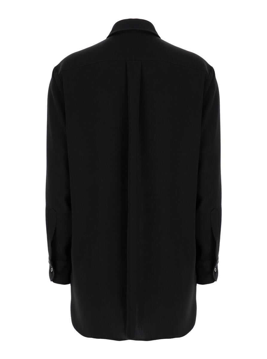 Camasi PLAIN Black Maxi Shirt With Buttons In Techno Fabric Woman Black Femei (BM 14560400) 2