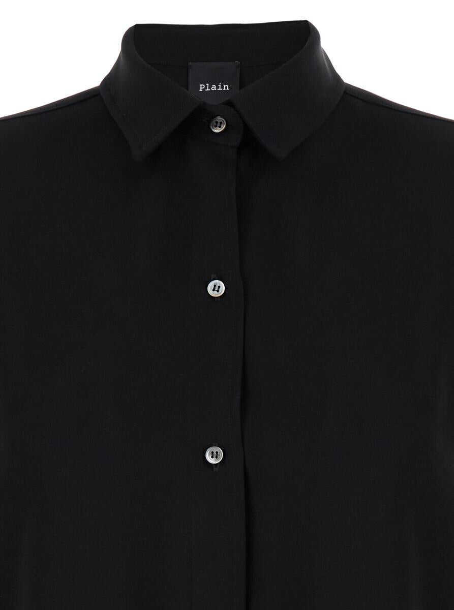 Camasi PLAIN Black Maxi Shirt With Buttons In Techno Fabric Woman Black Femei (BM 14560400) 3