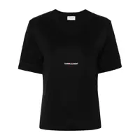 Tricouri Saint Laurent Cotton Crew-Neck T-Shirt Femei