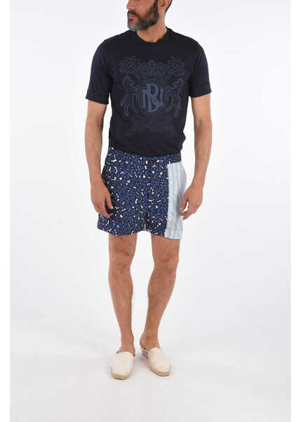 Pantaloni scurti Neil Barrett Printed Box Fit Shorts Blue Barbati (BM 14574017) 4