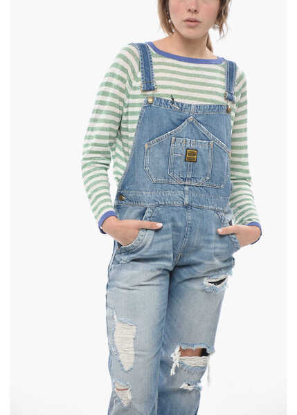 Rochii lungi WASHINGTON DEE CEE Denim Jumpsuit With Logoed And Golden Buttons Blue Femei (BM 14574338) 4