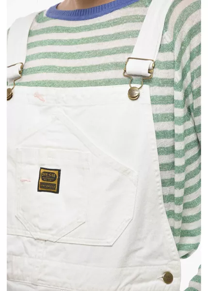 Rochii lungi WASHINGTON DEE CEE Denim Jumpsuit With Logoed And Golden Buttons White Femei (BM 14574344) 3