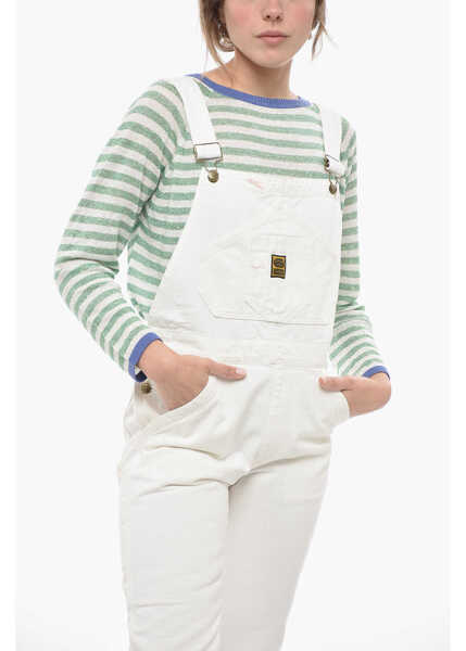 Rochii lungi WASHINGTON DEE CEE Denim Jumpsuit With Logoed And Golden Buttons White Femei (BM 14574344) 4