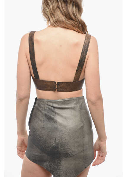 Sutiene BAIA Leather Bra Top With Embossed Details Brown Femei (BM 14574389) 2