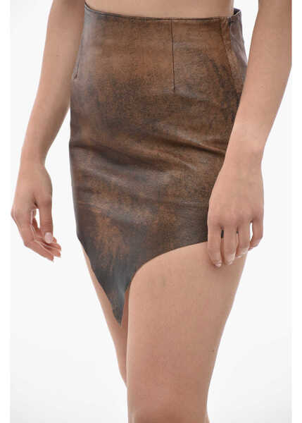 Fuste scurte BAIA V Design Leather Miniskirt Brown Femei (BM 14574392) 3