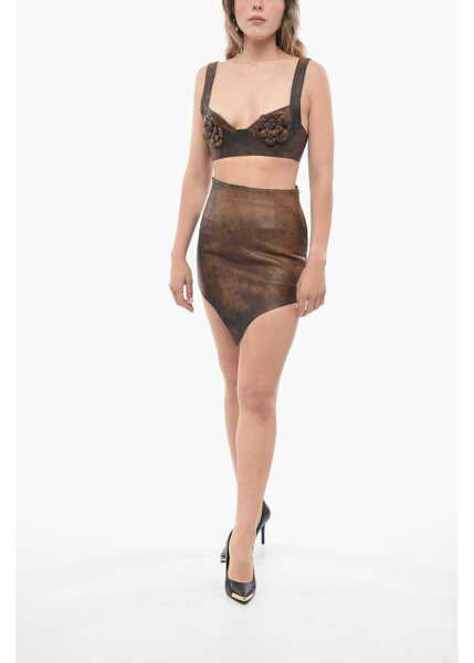 Fuste scurte BAIA V Design Leather Miniskirt Brown Femei (BM 14574392) 4
