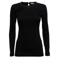 Tricouri Brunello Cucinelli Woman'S Long-Sleeved Black Cotton T-Shirt With Monile Crew Neck Femei