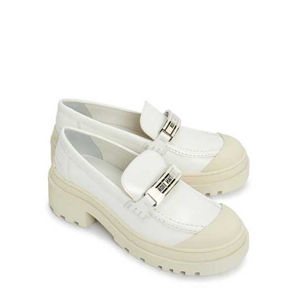 Pantofi fara toc Dior Dior Leather Loafers White Femei (BM 14608448) 2