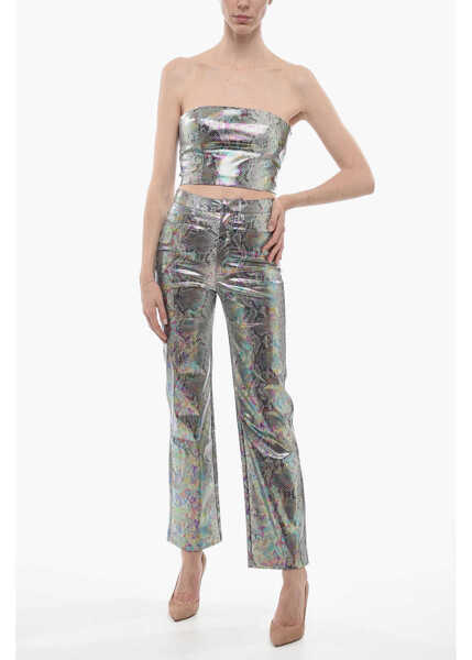 Pantaloni casual ROTATE Birger Christensen Snake Effect Straight Leg 5 Pockets Pants Multicolor Femei (BM 14609060) 4